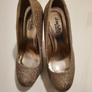 Charlotte Russe Gold Glitter Stiletto Heels